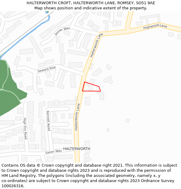 HALTERWORTH CROFT, HALTERWORTH LANE, ROMSEY, SO51 9AE: Location map and indicative extent of plot