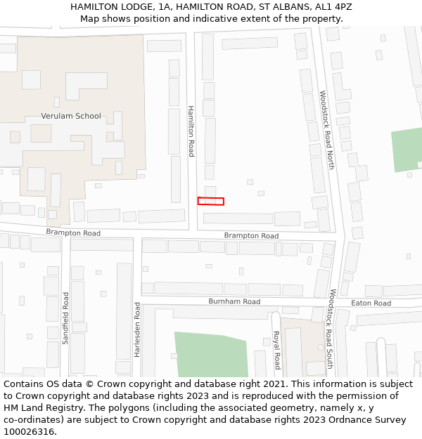 HAMILTON LODGE, 1A, HAMILTON ROAD, ST ALBANS, AL1 4PZ: Location map and indicative extent of plot