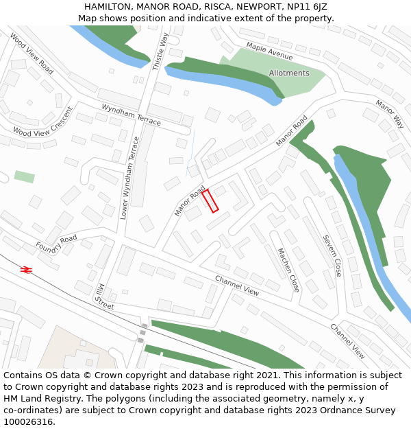 HAMILTON, MANOR ROAD, RISCA, NEWPORT, NP11 6JZ: Location map and indicative extent of plot