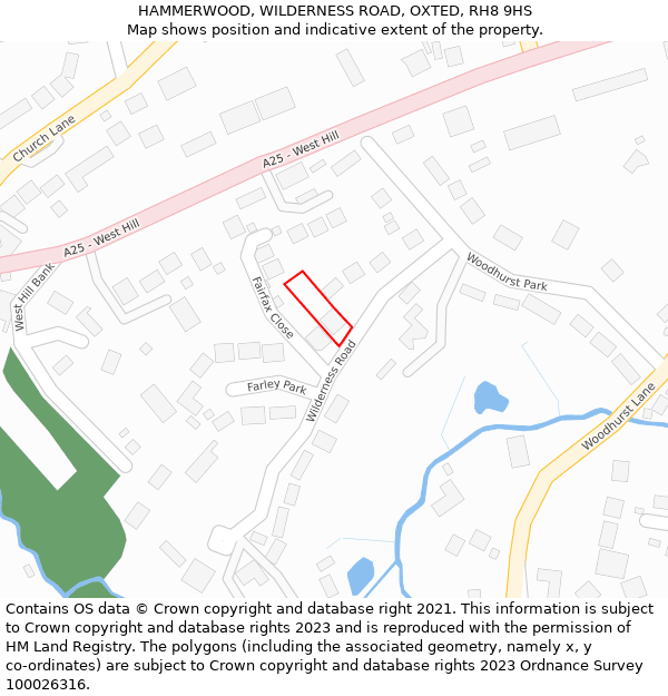 HAMMERWOOD, WILDERNESS ROAD, OXTED, RH8 9HS: Location map and indicative extent of plot
