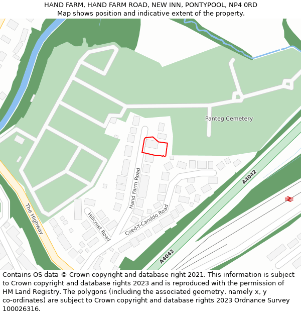 HAND FARM, HAND FARM ROAD, NEW INN, PONTYPOOL, NP4 0RD: Location map and indicative extent of plot