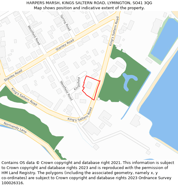 HARPERS MARSH, KINGS SALTERN ROAD, LYMINGTON, SO41 3QG: Location map and indicative extent of plot