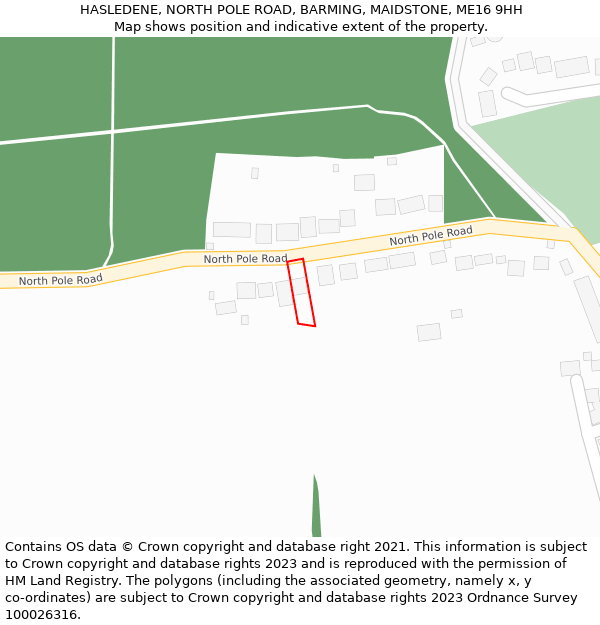 HASLEDENE, NORTH POLE ROAD, BARMING, MAIDSTONE, ME16 9HH: Location map and indicative extent of plot