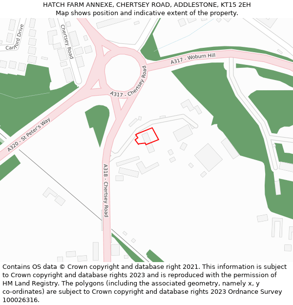 HATCH FARM ANNEXE, CHERTSEY ROAD, ADDLESTONE, KT15 2EH: Location map and indicative extent of plot