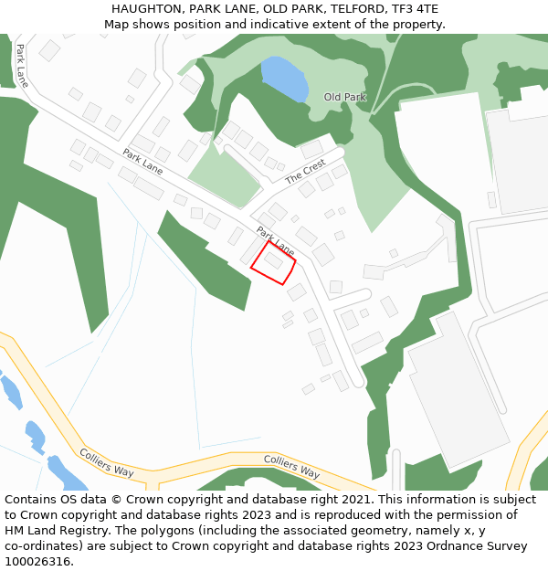 HAUGHTON, PARK LANE, OLD PARK, TELFORD, TF3 4TE: Location map and indicative extent of plot