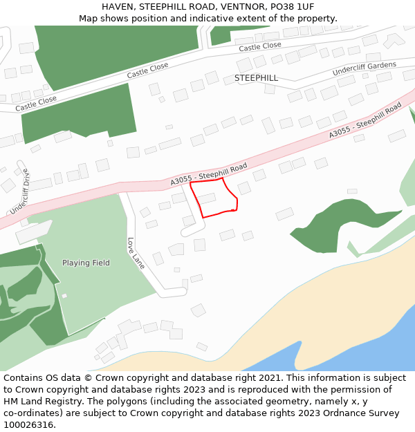 HAVEN, STEEPHILL ROAD, VENTNOR, PO38 1UF: Location map and indicative extent of plot