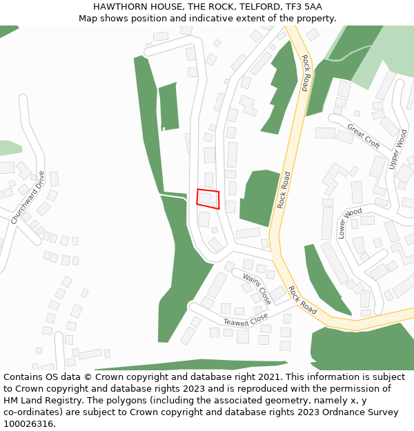 HAWTHORN HOUSE, THE ROCK, TELFORD, TF3 5AA: Location map and indicative extent of plot