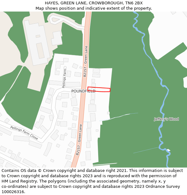 HAYES, GREEN LANE, CROWBOROUGH, TN6 2BX: Location map and indicative extent of plot