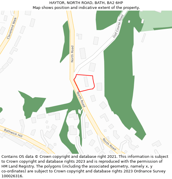 HAYTOR, NORTH ROAD, BATH, BA2 6HP: Location map and indicative extent of plot