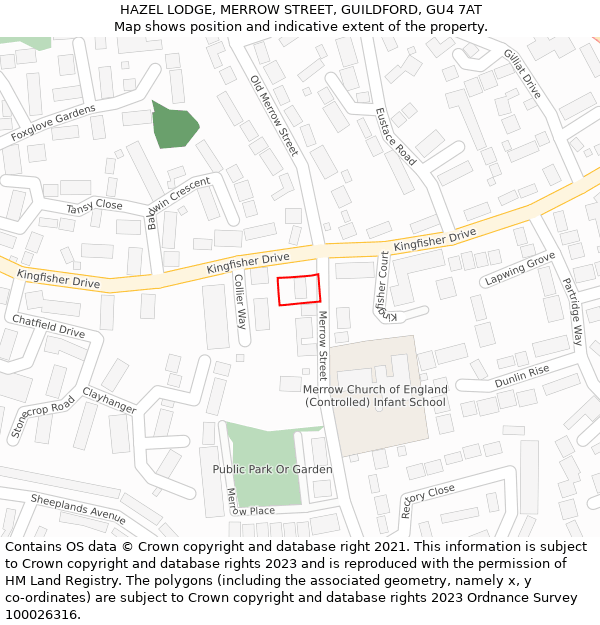 HAZEL LODGE, MERROW STREET, GUILDFORD, GU4 7AT: Location map and indicative extent of plot