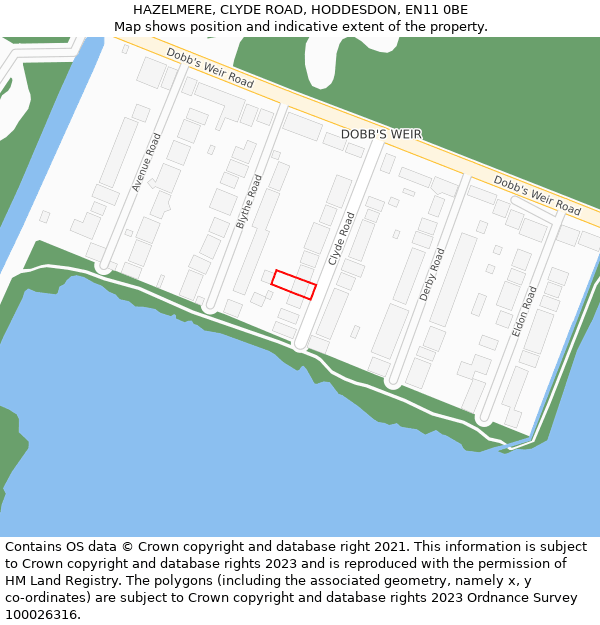 HAZELMERE, CLYDE ROAD, HODDESDON, EN11 0BE: Location map and indicative extent of plot