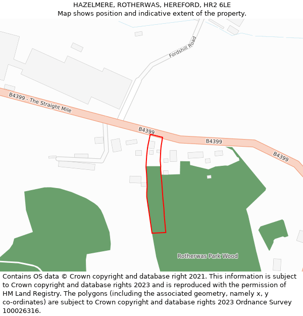 HAZELMERE, ROTHERWAS, HEREFORD, HR2 6LE: Location map and indicative extent of plot