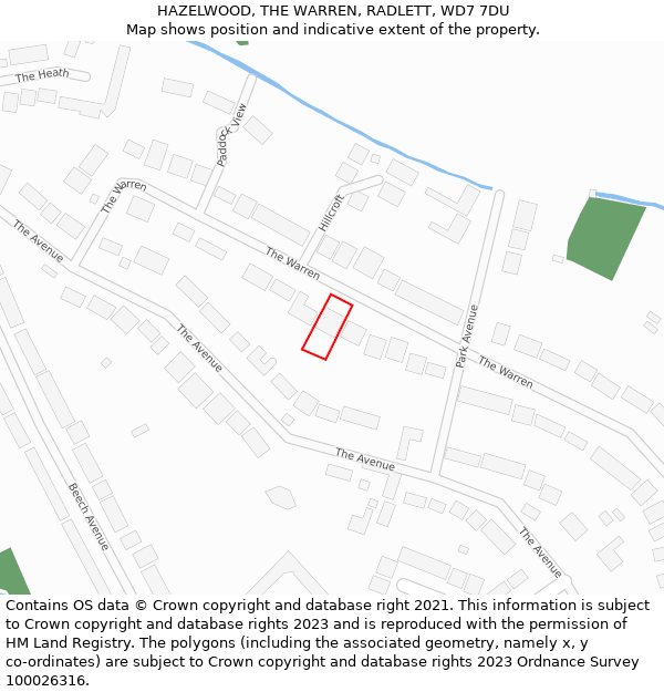 HAZELWOOD, THE WARREN, RADLETT, WD7 7DU: Location map and indicative extent of plot