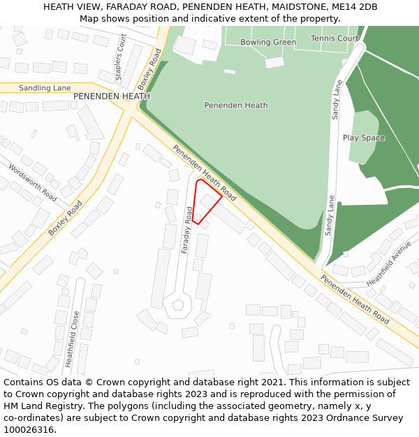 HEATH VIEW, FARADAY ROAD, PENENDEN HEATH, MAIDSTONE, ME14 2DB: Location map and indicative extent of plot