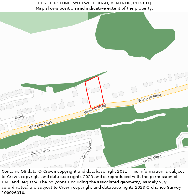 HEATHERSTONE, WHITWELL ROAD, VENTNOR, PO38 1LJ: Location map and indicative extent of plot