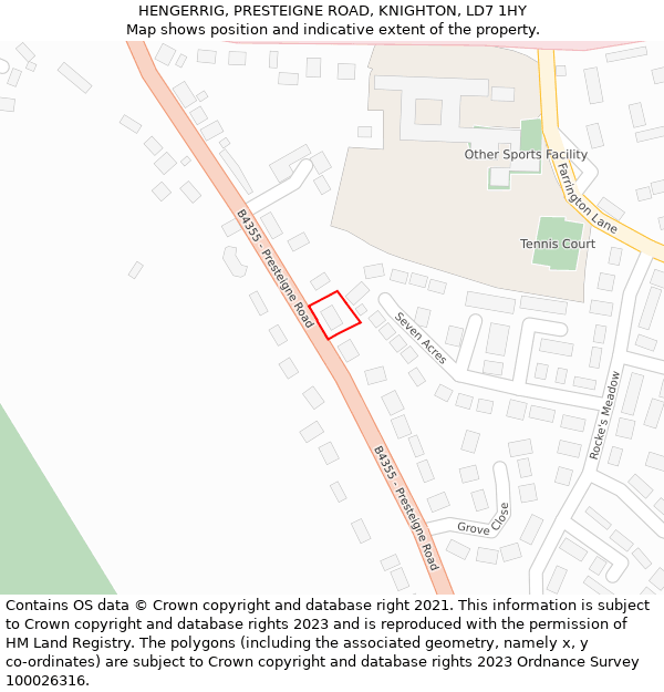 HENGERRIG, PRESTEIGNE ROAD, KNIGHTON, LD7 1HY: Location map and indicative extent of plot