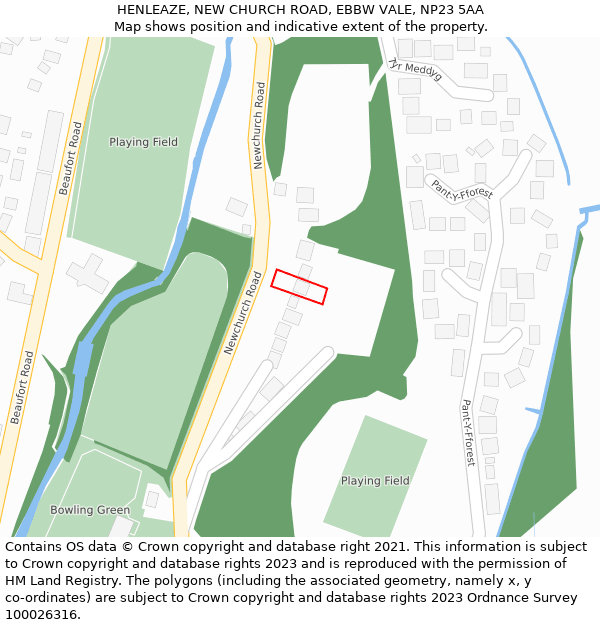 HENLEAZE, NEW CHURCH ROAD, EBBW VALE, NP23 5AA: Location map and indicative extent of plot