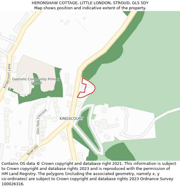 HERONSHAW COTTAGE, LITTLE LONDON, STROUD, GL5 5DY: Location map and indicative extent of plot