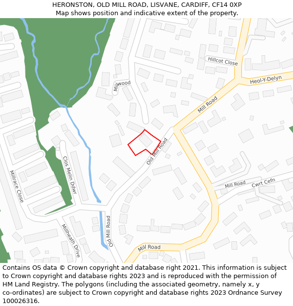 HERONSTON, OLD MILL ROAD, LISVANE, CARDIFF, CF14 0XP: Location map and indicative extent of plot