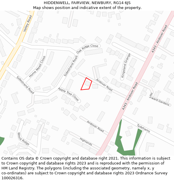 HIDDENWELL, FAIRVIEW, NEWBURY, RG14 6JS: Location map and indicative extent of plot