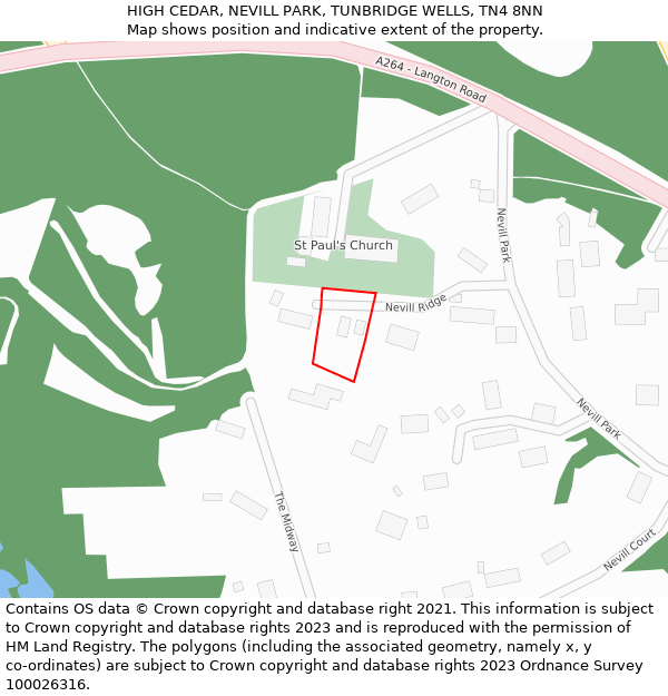 HIGH CEDAR, NEVILL PARK, TUNBRIDGE WELLS, TN4 8NN: Location map and indicative extent of plot