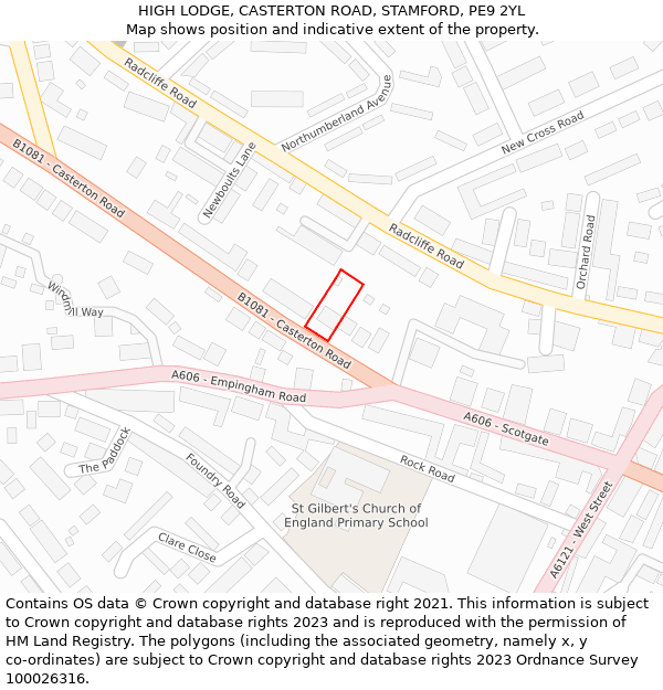 HIGH LODGE, CASTERTON ROAD, STAMFORD, PE9 2YL: Location map and indicative extent of plot