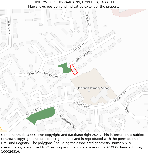 HIGH OVER, SELBY GARDENS, UCKFIELD, TN22 5EF: Location map and indicative extent of plot