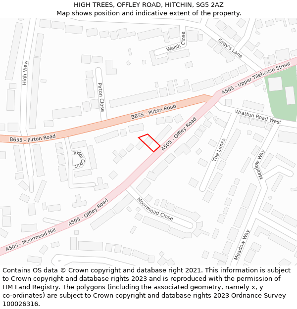 HIGH TREES, OFFLEY ROAD, HITCHIN, SG5 2AZ: Location map and indicative extent of plot