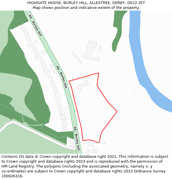 HIGHGATE HOUSE, BURLEY HILL, ALLESTREE, DERBY, DE22 2ET: Location map and indicative extent of plot