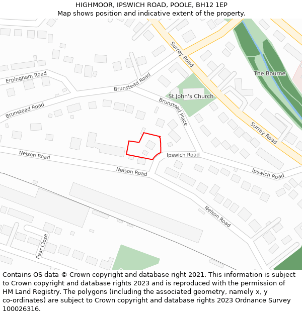 HIGHMOOR, IPSWICH ROAD, POOLE, BH12 1EP: Location map and indicative extent of plot