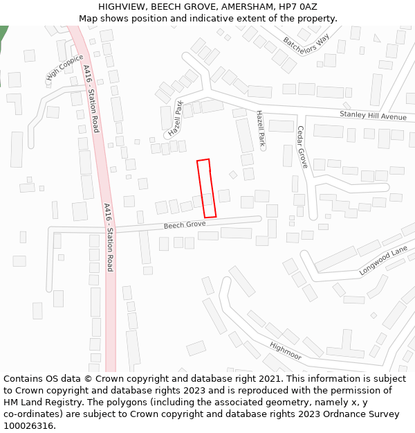 HIGHVIEW, BEECH GROVE, AMERSHAM, HP7 0AZ: Location map and indicative extent of plot