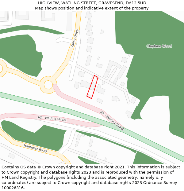 HIGHVIEW, WATLING STREET, GRAVESEND, DA12 5UD: Location map and indicative extent of plot