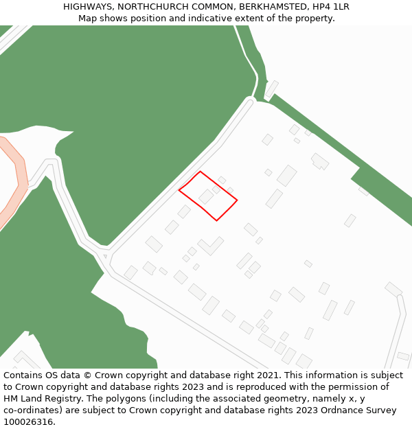 HIGHWAYS, NORTHCHURCH COMMON, BERKHAMSTED, HP4 1LR: Location map and indicative extent of plot