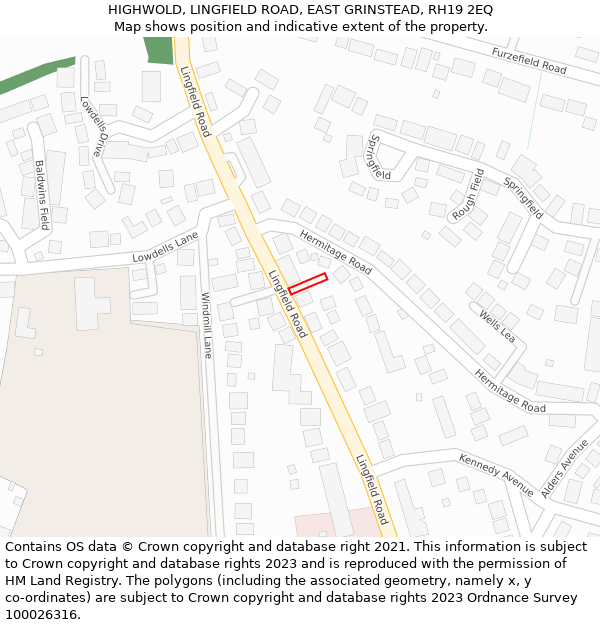 HIGHWOLD, LINGFIELD ROAD, EAST GRINSTEAD, RH19 2EQ: Location map and indicative extent of plot