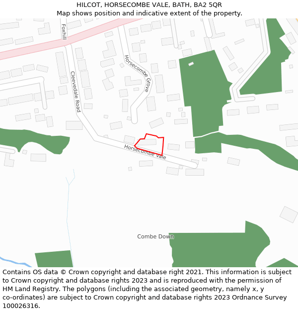 HILCOT, HORSECOMBE VALE, BATH, BA2 5QR: Location map and indicative extent of plot