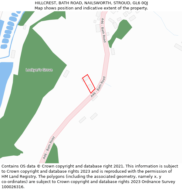 HILLCREST, BATH ROAD, NAILSWORTH, STROUD, GL6 0QJ: Location map and indicative extent of plot