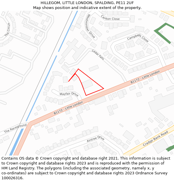 HILLEGOM, LITTLE LONDON, SPALDING, PE11 2UF: Location map and indicative extent of plot