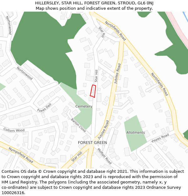 HILLERSLEY, STAR HILL, FOREST GREEN, STROUD, GL6 0NJ: Location map and indicative extent of plot