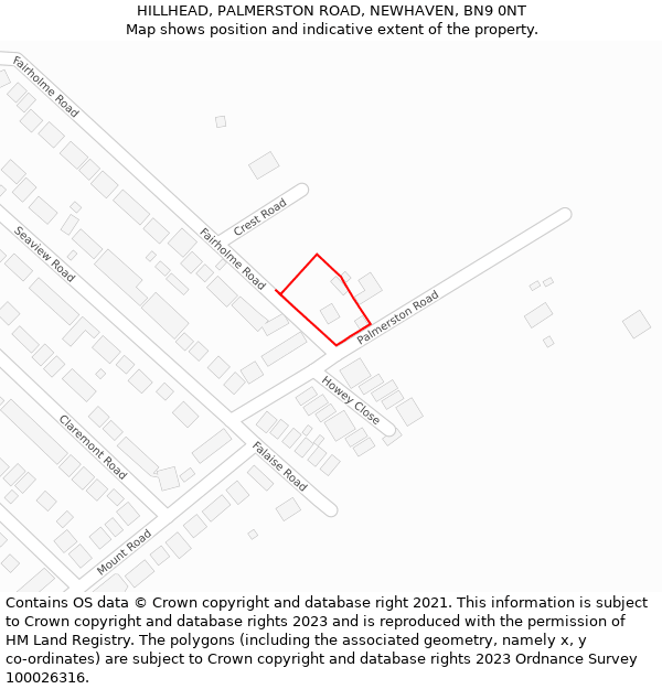 HILLHEAD, PALMERSTON ROAD, NEWHAVEN, BN9 0NT: Location map and indicative extent of plot