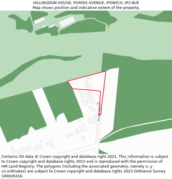 HILLINGDON HOUSE, PURDIS AVENUE, IPSWICH, IP3 8UE: Location map and indicative extent of plot