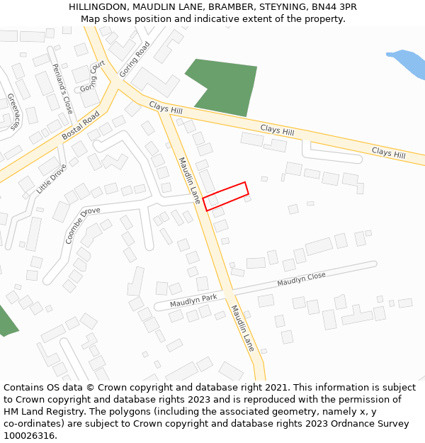 HILLINGDON, MAUDLIN LANE, BRAMBER, STEYNING, BN44 3PR: Location map and indicative extent of plot