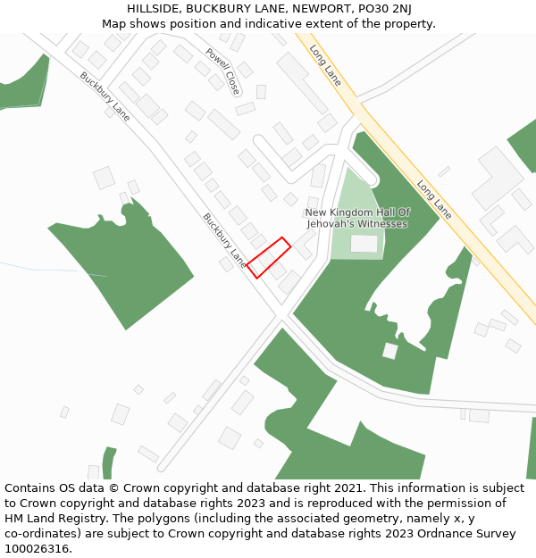 HILLSIDE, BUCKBURY LANE, NEWPORT, PO30 2NJ: Location map and indicative extent of plot