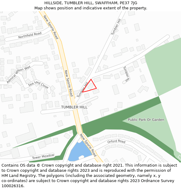 HILLSIDE, TUMBLER HILL, SWAFFHAM, PE37 7JG: Location map and indicative extent of plot