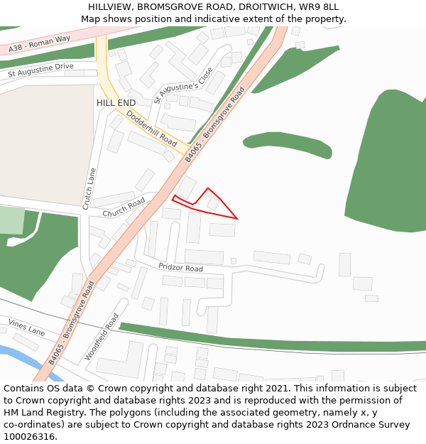 HILLVIEW, BROMSGROVE ROAD, DROITWICH, WR9 8LL: Location map and indicative extent of plot