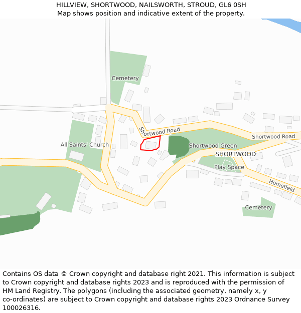 HILLVIEW, SHORTWOOD, NAILSWORTH, STROUD, GL6 0SH: Location map and indicative extent of plot