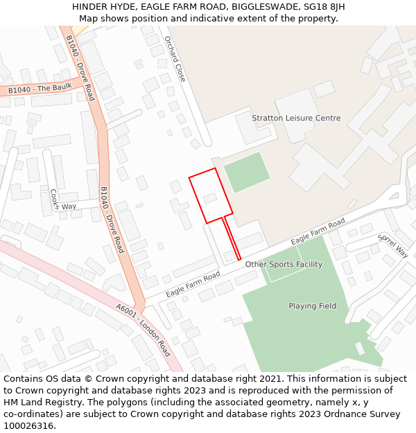 HINDER HYDE, EAGLE FARM ROAD, BIGGLESWADE, SG18 8JH: Location map and indicative extent of plot