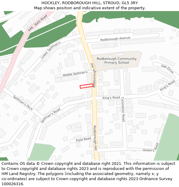 HOCKLEY, RODBOROUGH HILL, STROUD, GL5 3RY: Location map and indicative extent of plot