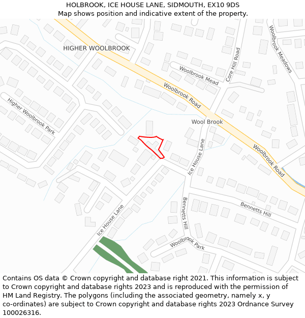 HOLBROOK, ICE HOUSE LANE, SIDMOUTH, EX10 9DS: Location map and indicative extent of plot