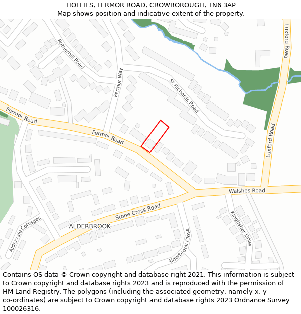 HOLLIES, FERMOR ROAD, CROWBOROUGH, TN6 3AP: Location map and indicative extent of plot