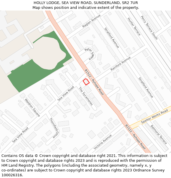 HOLLY LODGE, SEA VIEW ROAD, SUNDERLAND, SR2 7UR: Location map and indicative extent of plot